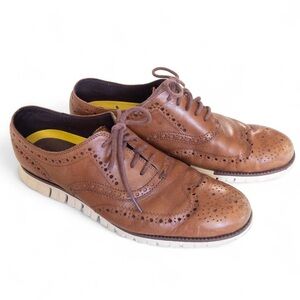 Men's Brown Leather Brogue Shoes Zerogrand Cole Haan